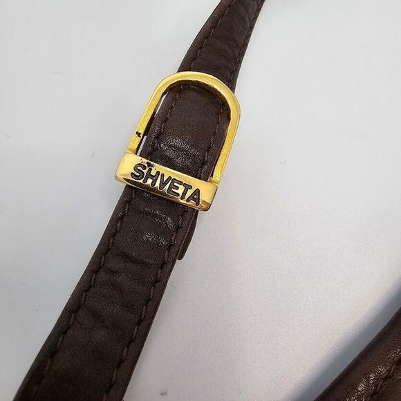 HTF Shveta Genuine Leather Cross Body Sling Bag Asymmetrical Purse Brown 14"x7" - Picture 3 of 9